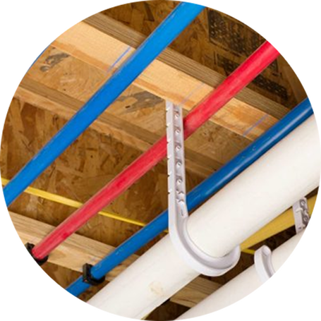 PEX piping installed in ceiling of newly constructed building
